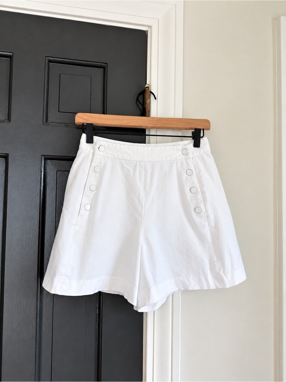 PEARL White High Waisted Sailor Button Shorts Size 2 Made in USA